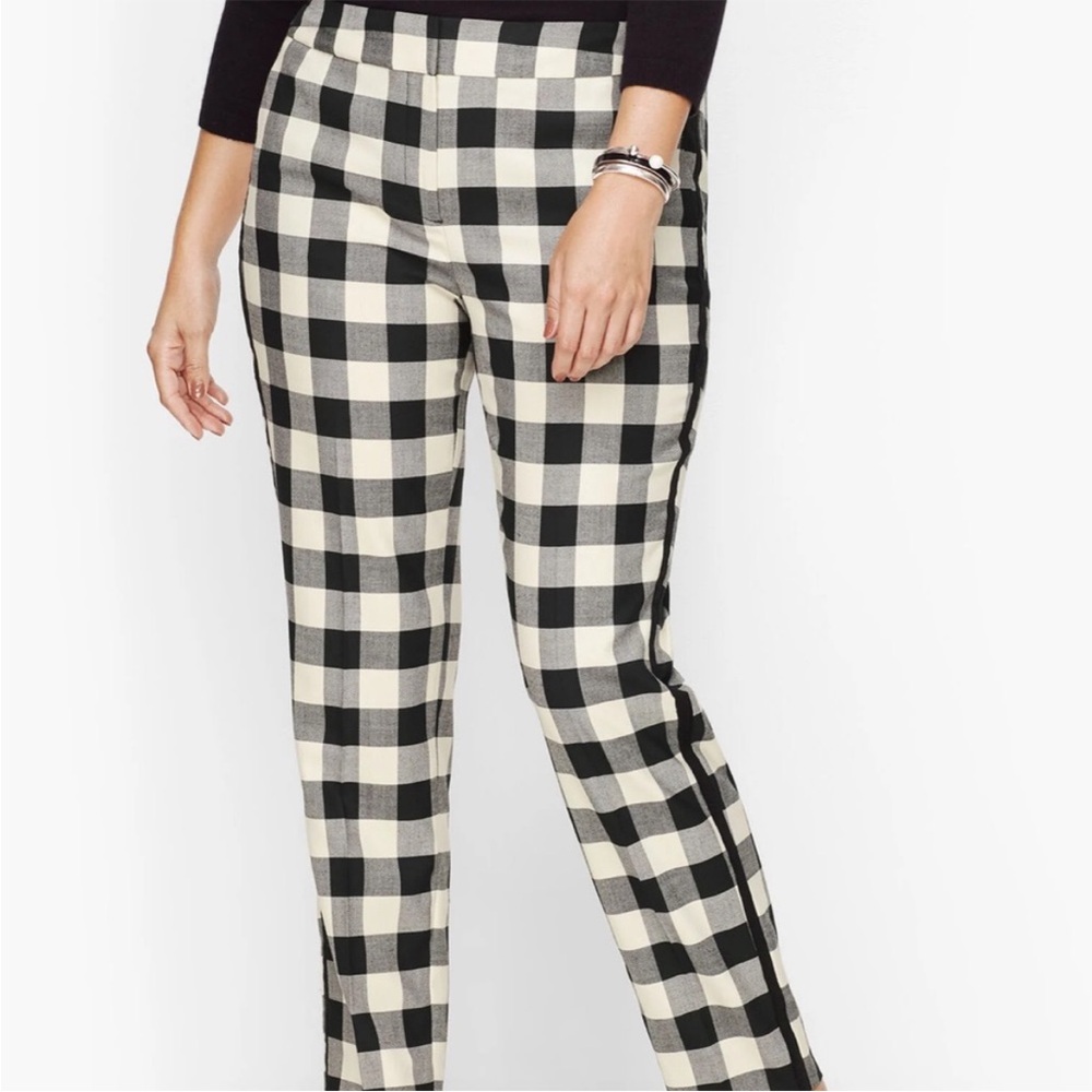 Talbots Hampshire Ankle Black & White Checkered Pants
